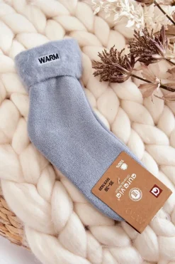 Aura.via Damskie Ocieplane Skarpetki Niebieskie Warm