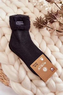 Sale Aura.via Damskie Ocieplane Skarpetki Grafitowe Warm