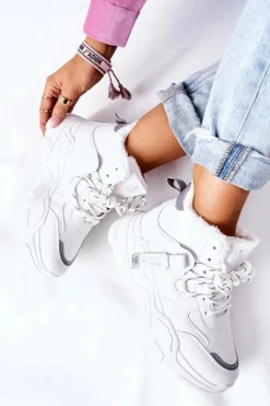 Śniegowce Damskie|Sneakersy Damskie>Evento Damskie Ocieplane Sneakersy Śniegowce Białe Kaphia