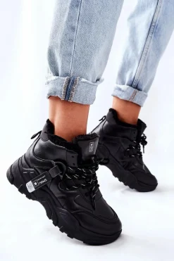 Online Evento Damskie Ocieplane Sneakersy Śniegowce Czarne Kaphia