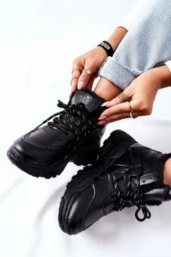 Online Evento Damskie Ocieplane Sneakersy Śniegowce Czarne Kaphia