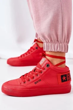 Clearance Damskie Ocieplane Sportowe Buty Big Star EE274354 Czerwone Damskie Trampki Ocieplane|Trampki Damskie Big Star
