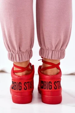 Clearance Damskie Ocieplane Sportowe Buty Big Star EE274354 Czerwone Damskie Trampki Ocieplane|Trampki Damskie Big Star