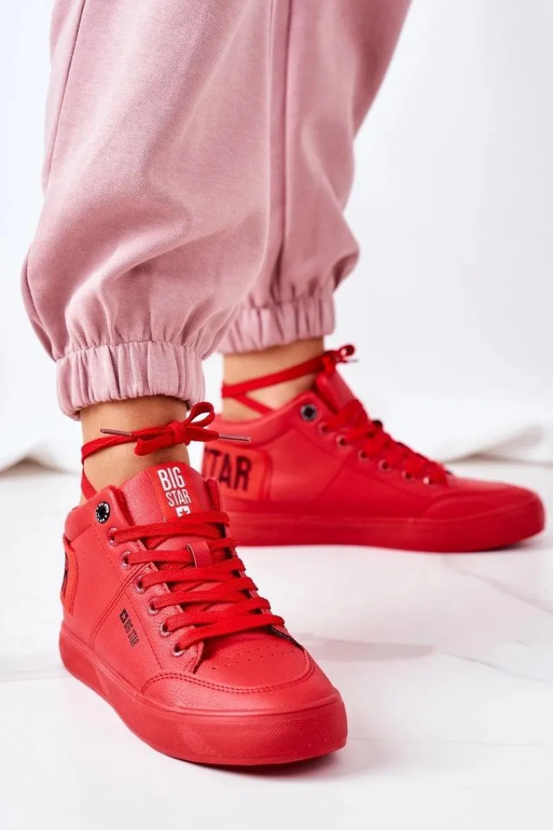 Clearance Damskie Ocieplane Sportowe Buty Big Star EE274354 Czerwone Damskie Trampki Ocieplane|Trampki Damskie Big Star