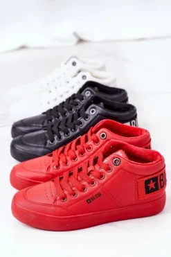 Clearance Damskie Ocieplane Sportowe Buty Big Star EE274354 Czerwone Damskie Trampki Ocieplane|Trampki Damskie Big Star