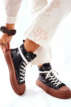 Online Damskie Ocieplane Trampki Wysokie II2N4033 Czarne Damskie Trampki Ocieplane|Trampki Damskie Wysokie