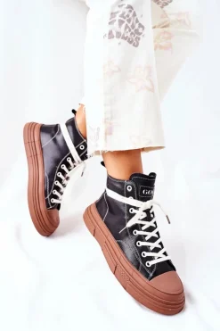 Online Damskie Ocieplane Trampki Wysokie II2N4033 Czarne Damskie Trampki Ocieplane|Trampki Damskie Wysokie