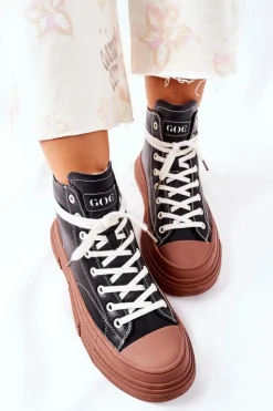 Online Damskie Ocieplane Trampki Wysokie II2N4033 Czarne Damskie Trampki Ocieplane|Trampki Damskie Wysokie