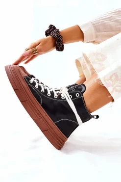 Online Damskie Ocieplane Trampki Wysokie II2N4033 Czarne Damskie Trampki Ocieplane|Trampki Damskie Wysokie