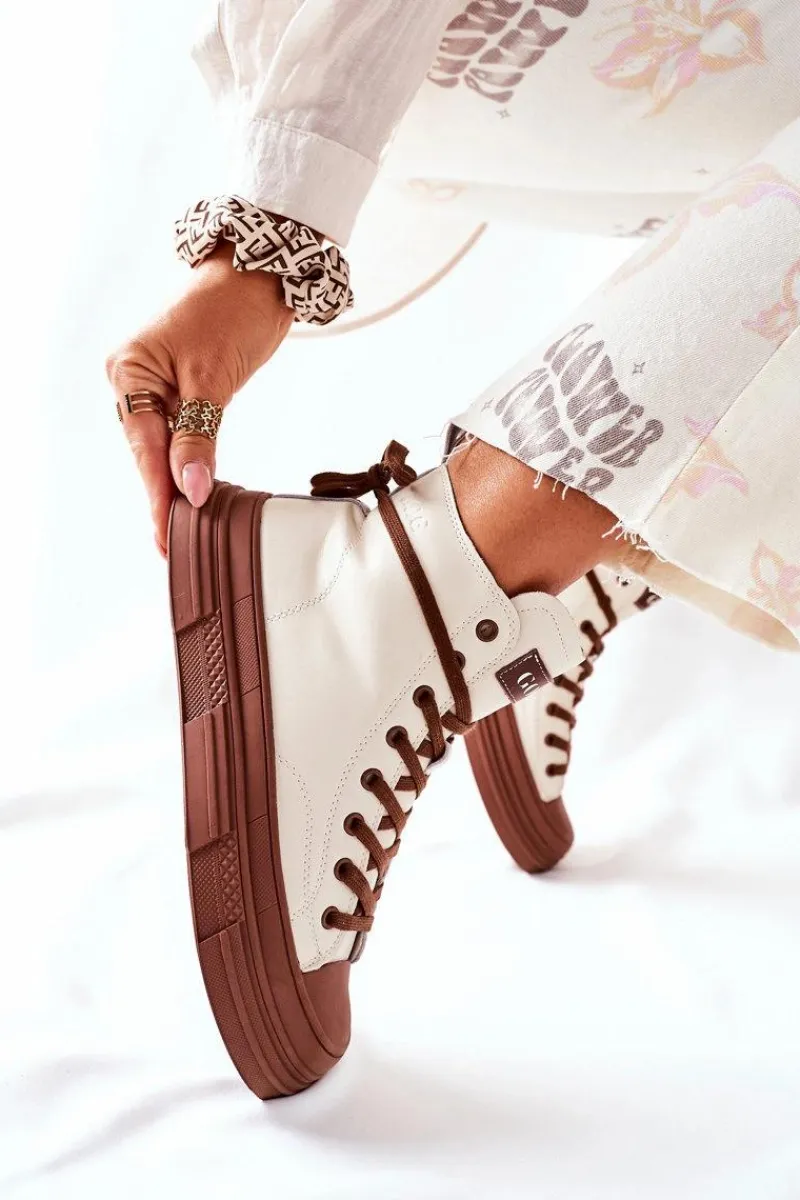 GOE Damskie Ocieplane Trampki Wysokie II2N4034 Białe