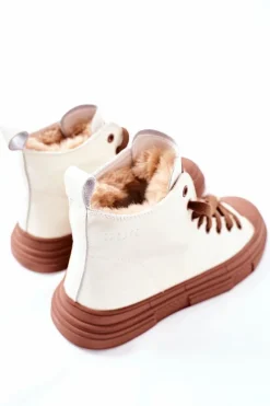 GOE Damskie Ocieplane Trampki Wysokie II2N4034 Białe