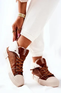 Trampki Ocieplane|Trampki Damskie Big Star>Big Star Shoes Damskie Ocieplane Trampki BIG STAR II274152 Camel