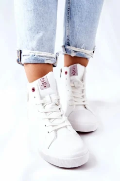 Outlet Cross Jeans Damskie Ocieplane Trampki Wysokie Białe II2R4010C