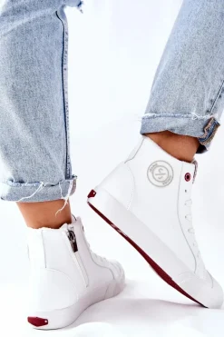 Outlet Cross Jeans Damskie Ocieplane Trampki Wysokie Białe II2R4010C