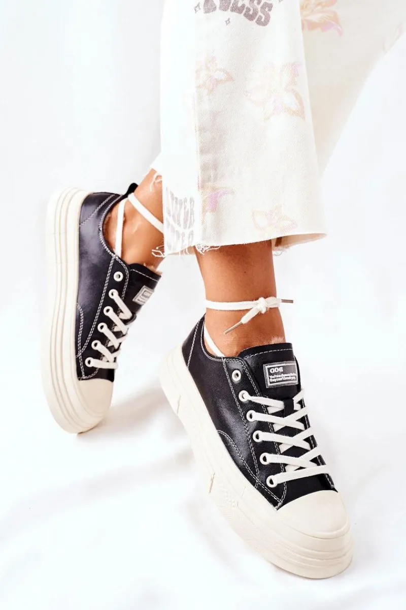 Clearance GOE Damskie Ocieplane Trampki II2N4035 Czarne