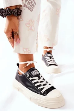 Clearance GOE Damskie Ocieplane Trampki II2N4035 Czarne