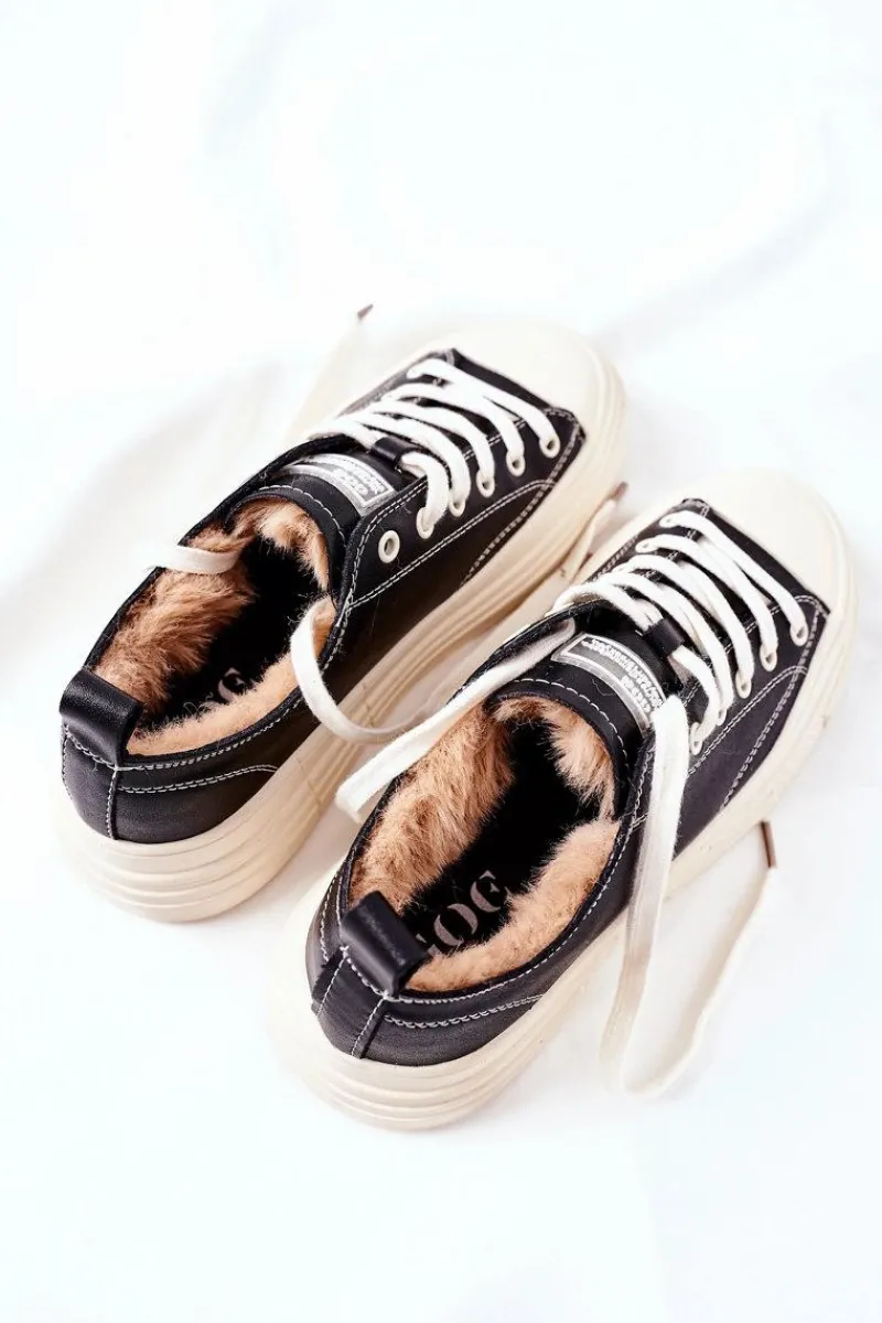 Clearance GOE Damskie Ocieplane Trampki II2N4035 Czarne