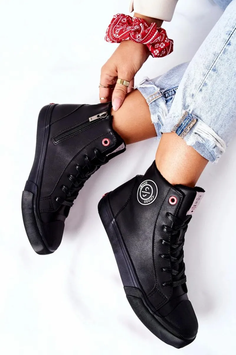 Best Damskie Ocieplane Trampki Wysokie Czarne II2R4009C Damskie Trampki Damskie Cross Jeans|Trampki Ocieplane