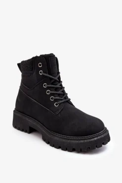 Hot Cross Jeans Damskie Ocieplane Trapery Czarne MM2R4012C Czarny