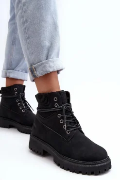 Hot Cross Jeans Damskie Ocieplane Trapery Czarne MM2R4012C Czarny