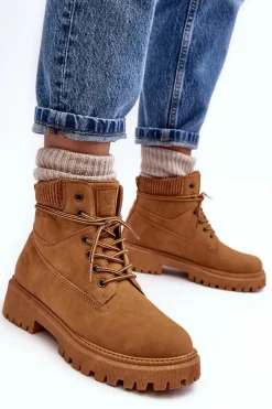 Botki Ocieplane|Damskie Trapery>Cross Jeans Damskie Ocieplane Trapery Camel MM2R4011C Brązowy