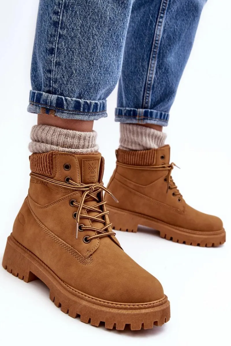 Botki Ocieplane|Damskie Trapery>Cross Jeans Damskie Ocieplane Trapery Camel MM2R4011C Brązowy