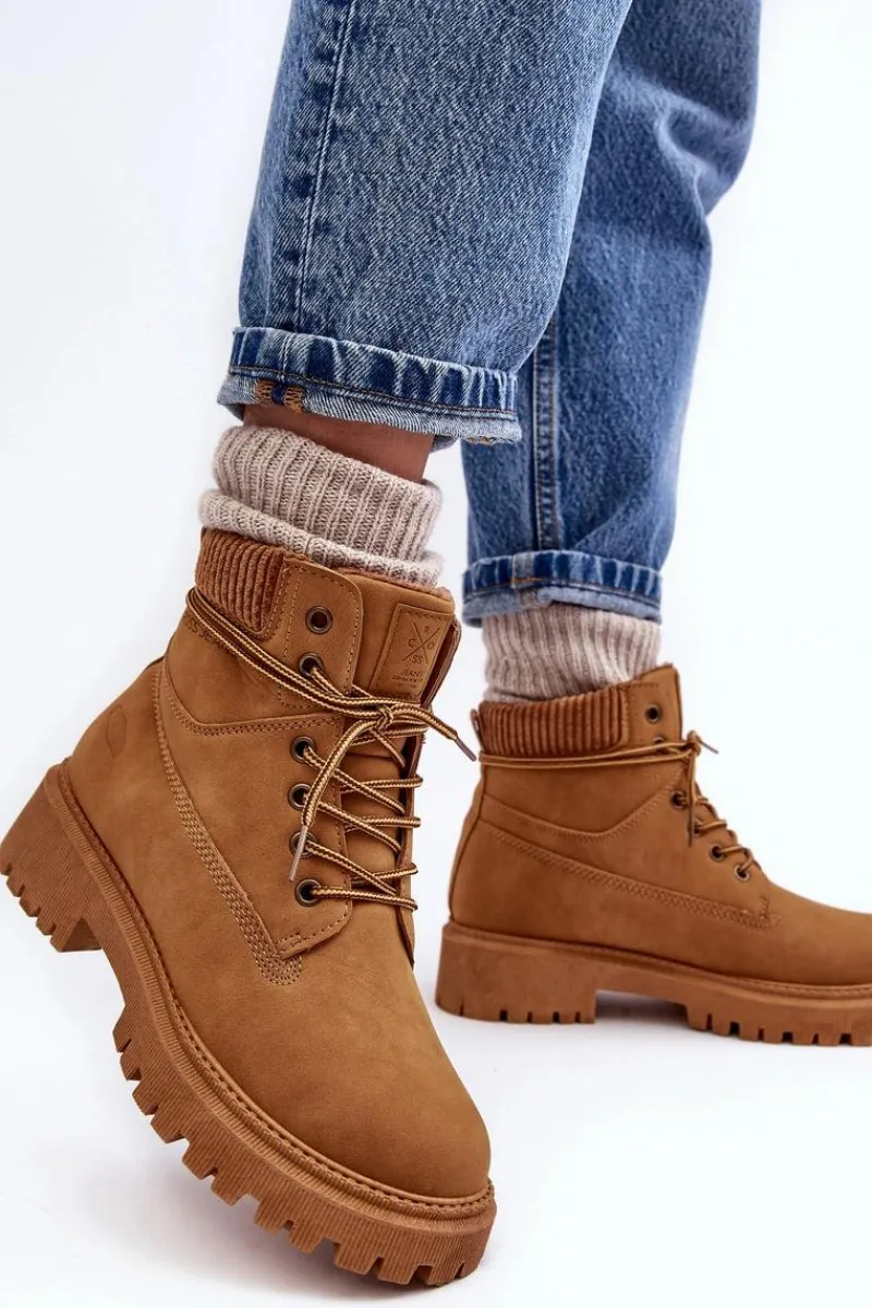 Botki Ocieplane|Damskie Trapery>Cross Jeans Damskie Ocieplane Trapery Camel MM2R4011C Brązowy