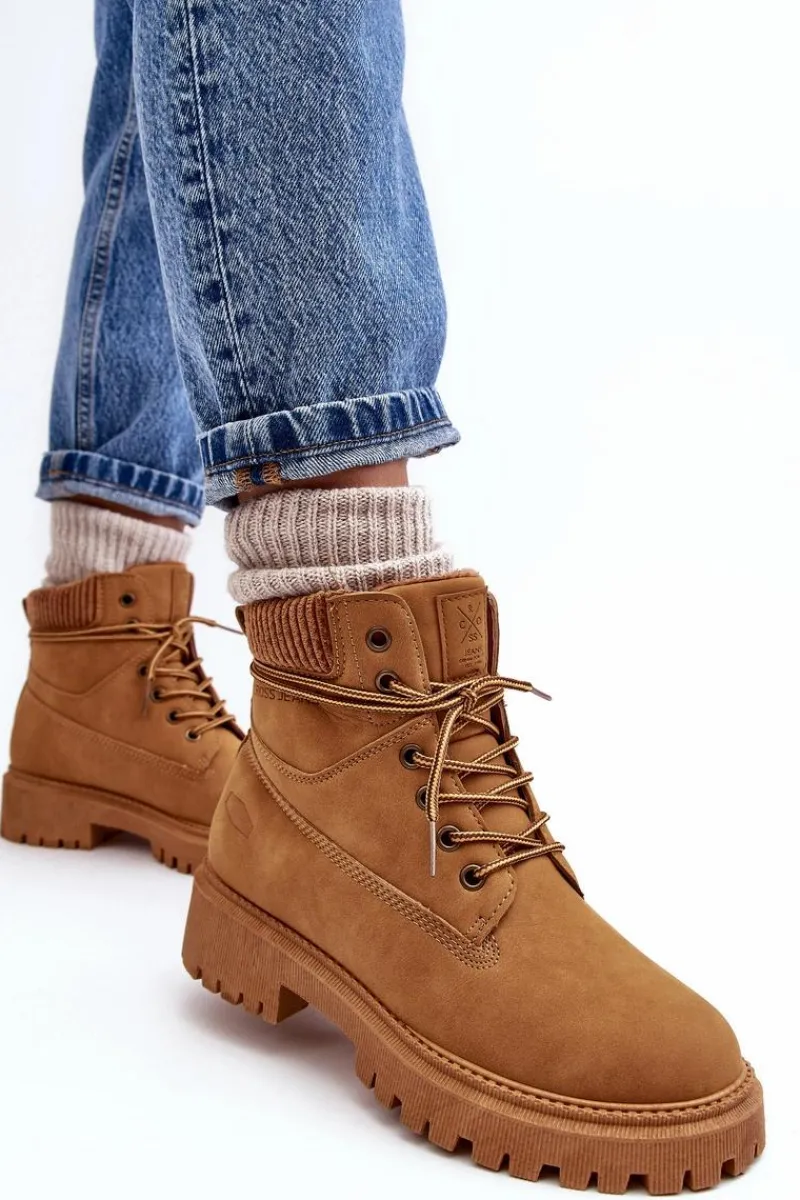 Botki Ocieplane|Damskie Trapery>Cross Jeans Damskie Ocieplane Trapery Camel MM2R4011C Brązowy