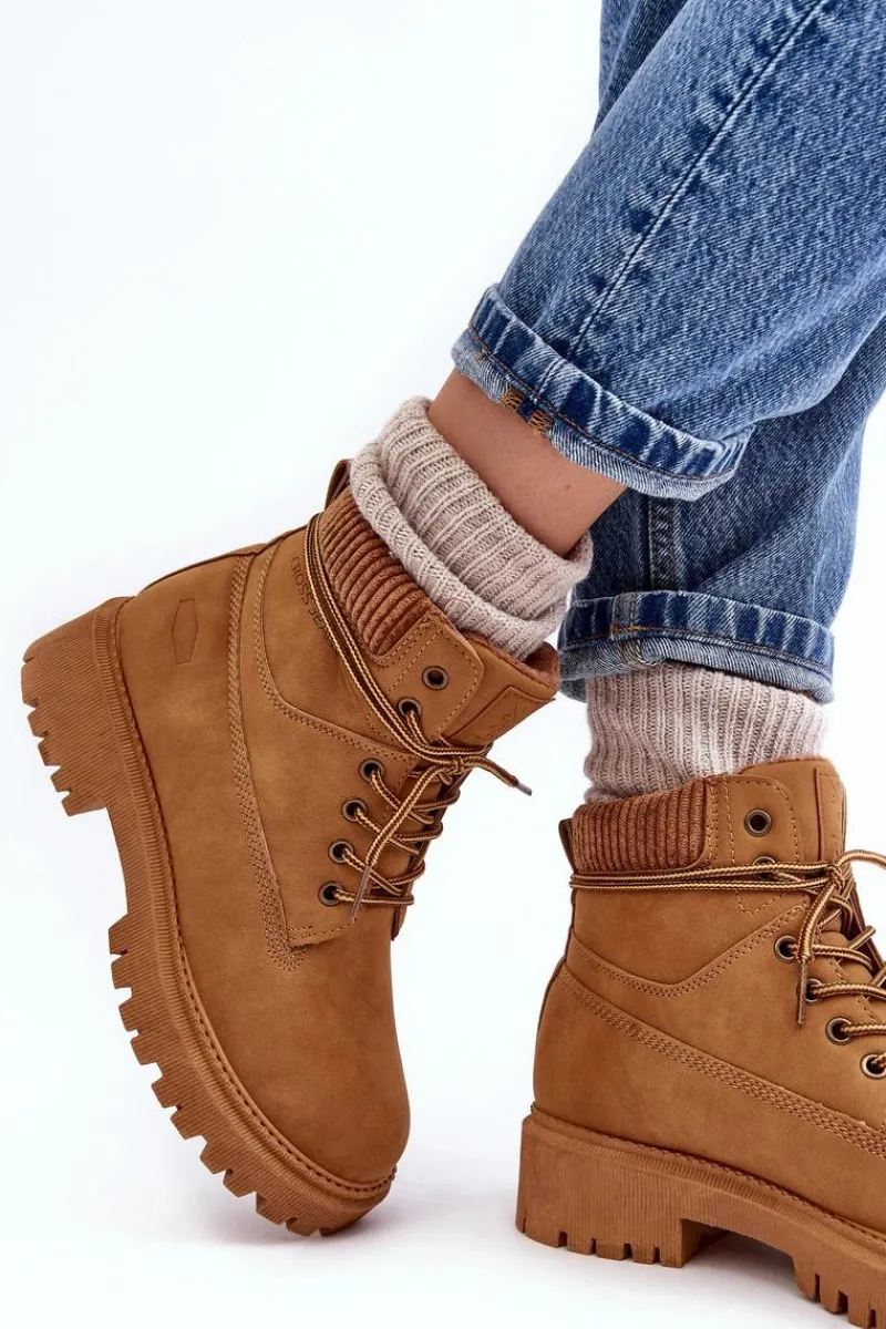 Botki Ocieplane|Damskie Trapery>Cross Jeans Damskie Ocieplane Trapery Camel MM2R4011C Brązowy