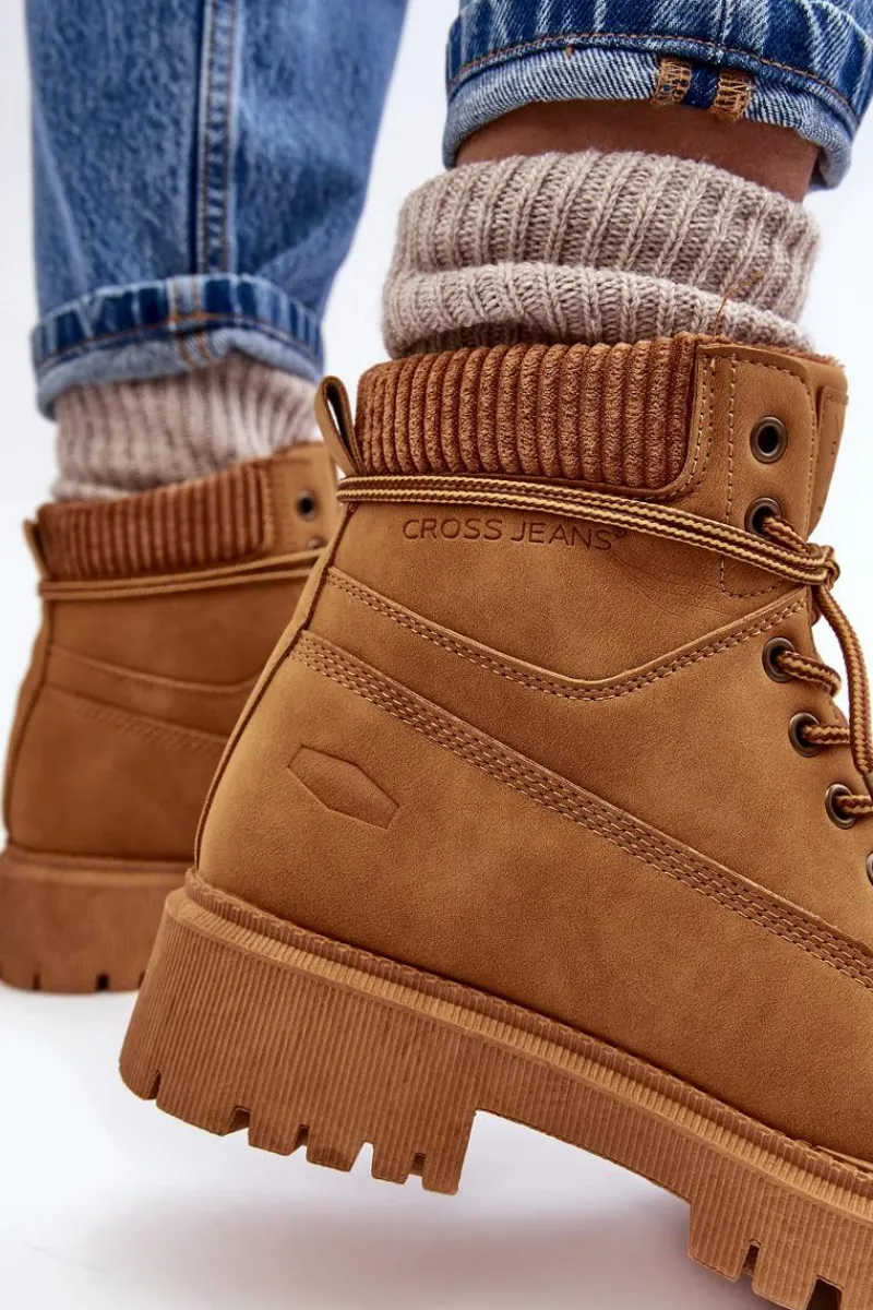 Botki Ocieplane|Damskie Trapery>Cross Jeans Damskie Ocieplane Trapery Camel MM2R4011C Brązowy