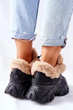 Clearance Damskie Ocieplane Trapery Czarne Limerick Damskie Botki Sznurowane|Czarne Botki