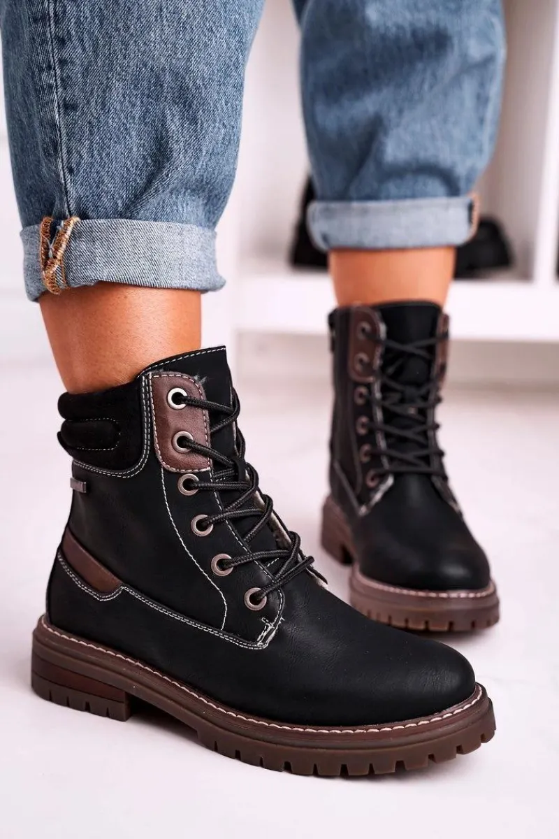 Discount Boto Damskie Ocieplane Workery Trapery Czarne Timber