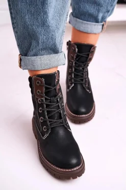 Discount Boto Damskie Ocieplane Workery Trapery Czarne Timber