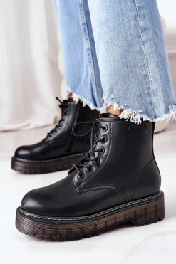 Hot Big Star Shoes Damskie Ocieplane Workery Big Star II274110 Czarne