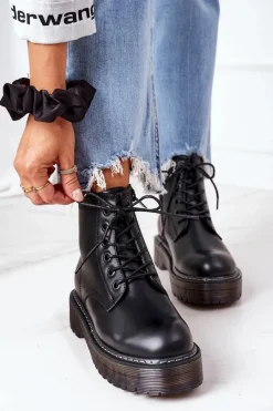 Hot Big Star Shoes Damskie Ocieplane Workery Big Star II274110 Czarne