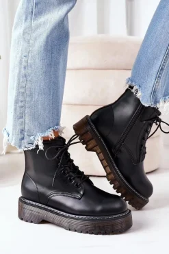 Hot Big Star Shoes Damskie Ocieplane Workery Big Star II274110 Czarne