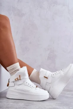 Boto Damskie Ocieplane Wysokie Buty Sportowe Białe Lexa