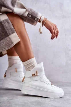 Boto Damskie Ocieplane Wysokie Buty Sportowe Białe Lexa