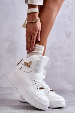 Boto Damskie Ocieplane Wysokie Buty Sportowe Białe Lexa