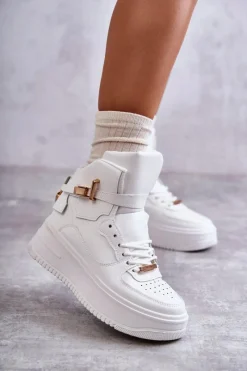 Boto Damskie Ocieplane Wysokie Buty Sportowe Białe Lexa