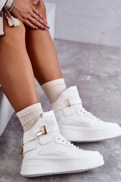 Boto Damskie Ocieplane Wysokie Buty Sportowe Białe Lexa