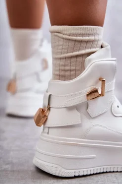 Boto Damskie Ocieplane Wysokie Buty Sportowe Białe Lexa