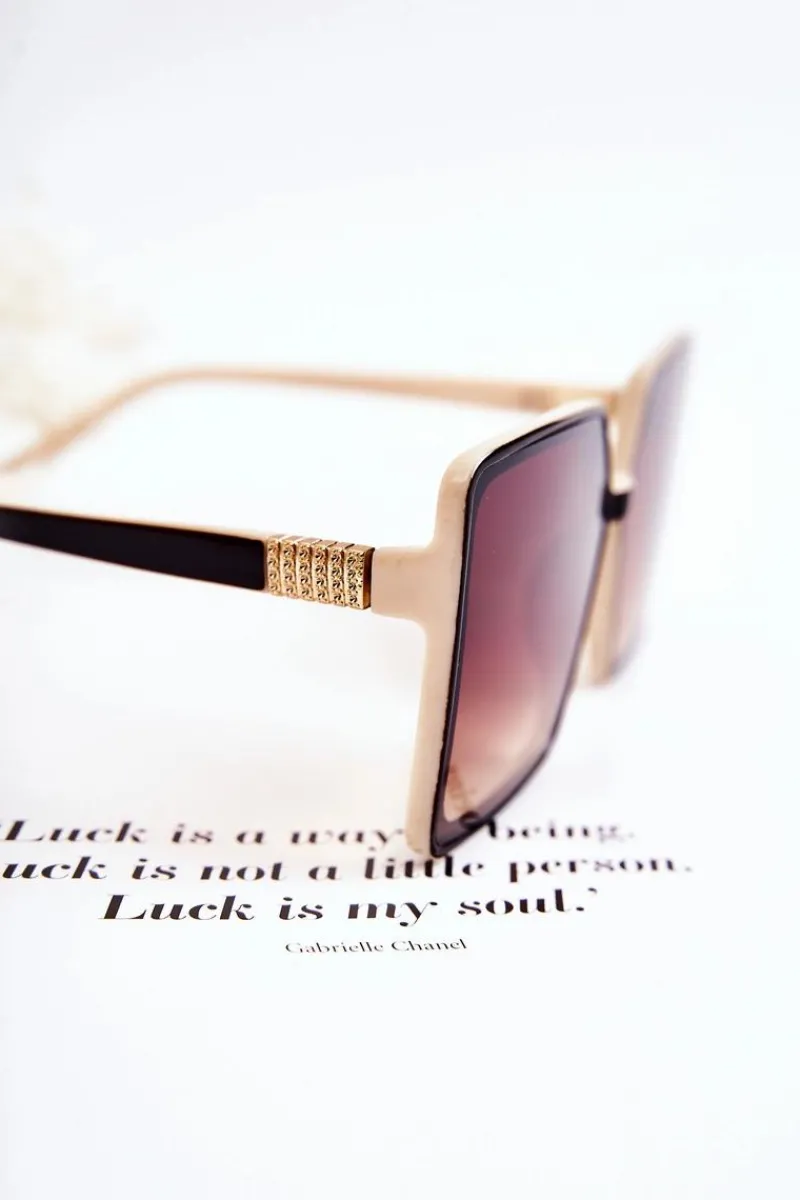 Best Boto Damskie Okulary Kwadratowe V130032 Czarno-Beżowe