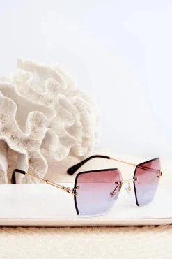 Okulary>PRIUS Damskie Okulary Przeciwsłoneczne Z Cieniowanymi Szkiełkami UV400 Złoto-Różowe