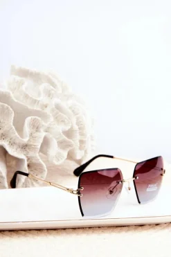 Okulary>PRIUS Damskie Okulary Przeciwsłoneczne Z Cieniowanymi Szkiełkami UV400 Złoto-Brązowe