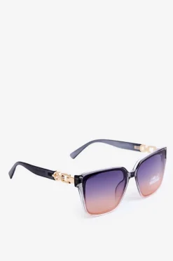 Outlet Damskie Okulary Przeciwsłoneczne Z Ozdobnymi Detalami UV400 Niebiesko-Różowe Okulary
