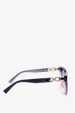 Outlet Damskie Okulary Przeciwsłoneczne Z Ozdobnymi Detalami UV400 Niebiesko-Różowe Okulary