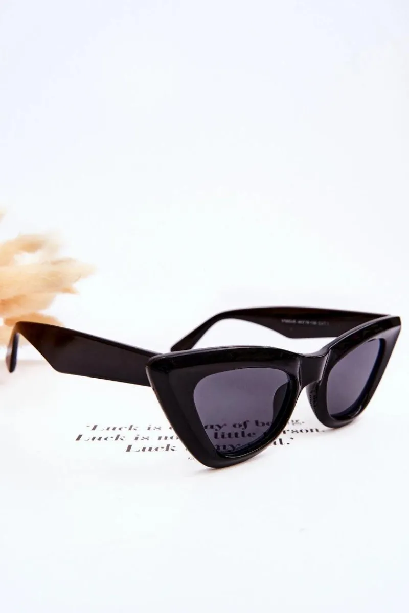 Hot Damskie Okulary Przeciwsłoneczne Kocie Oko V100045 Czarne Okulary