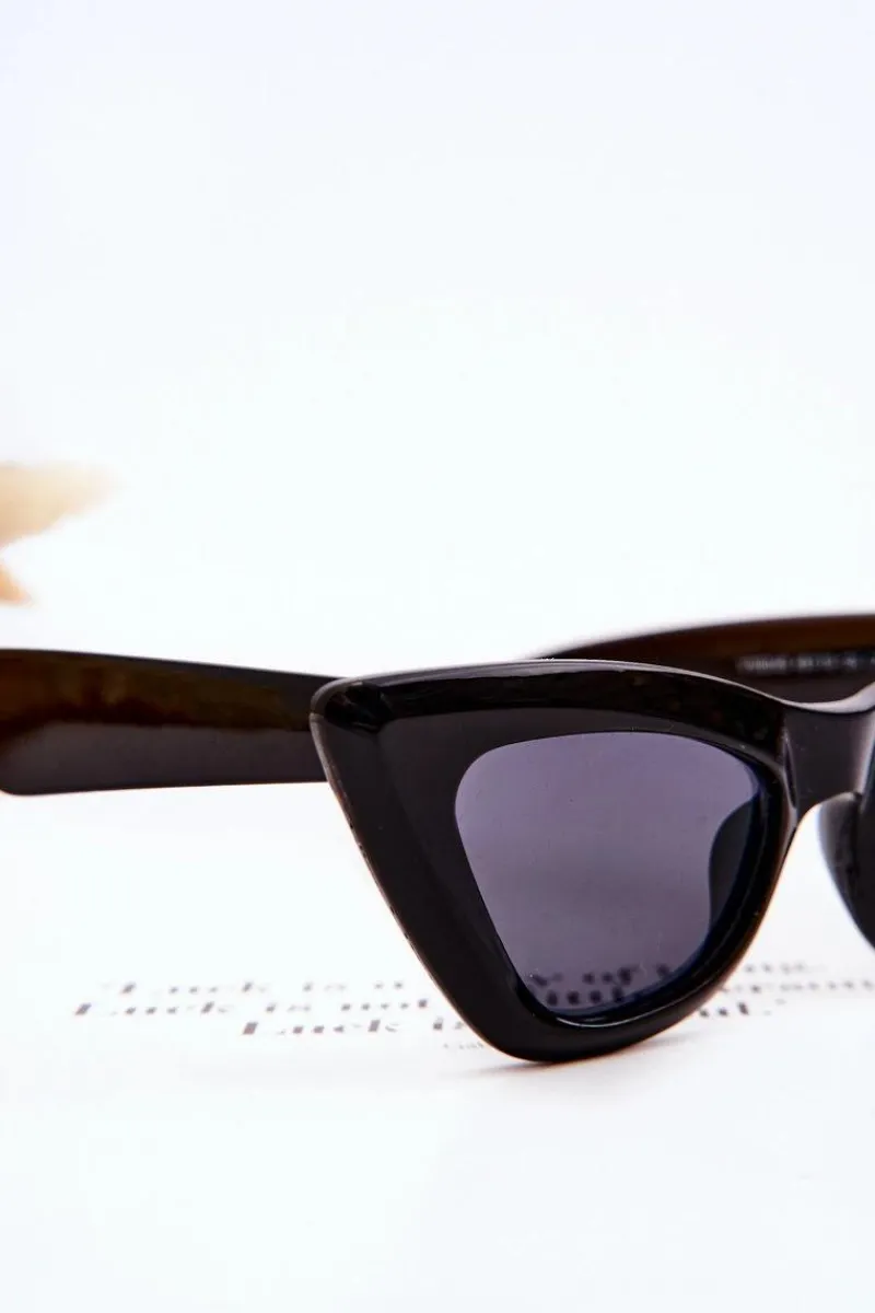 Hot Damskie Okulary Przeciwsłoneczne Kocie Oko V100045 Czarne Okulary