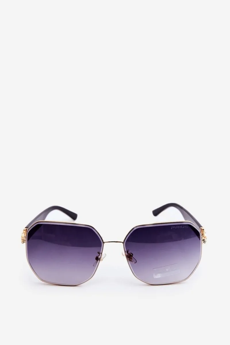 Okulary>PRIUS Damskie Okulary Przeciwsłoneczne UV400 Czarno-Złote